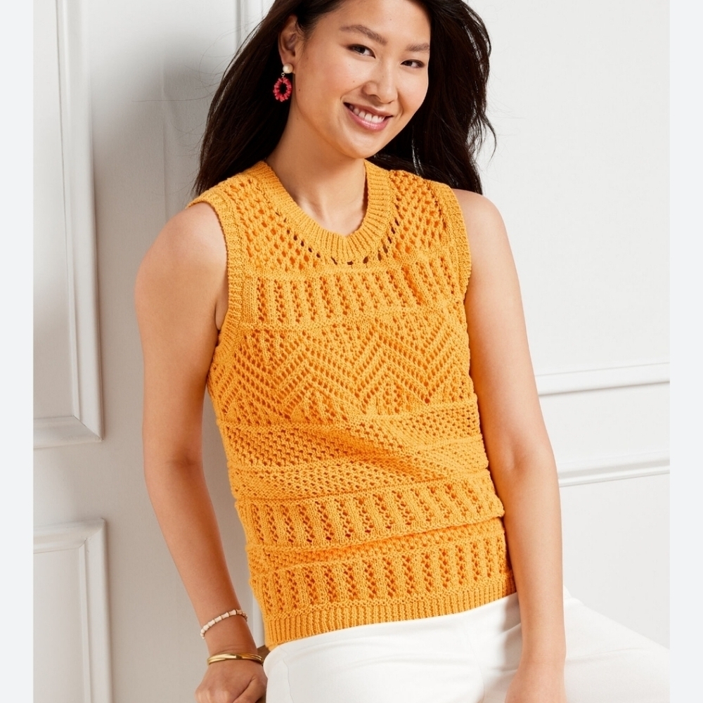 Talbots Women's Open Stich Crochet Tank Top Size M